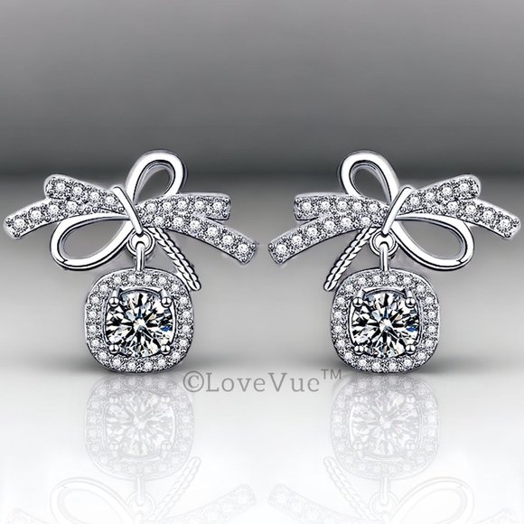 Certified 1ct. t.w. Diamond Bow Knot Stud Earrings VVS1 GRA Certified - Picture 6 of 16